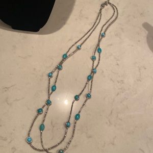 Chicos turquoise and silvertone adjustable necklace